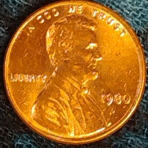 💥1980 D, DDO Lincoln Penny In BRILLIANT CONDITION 💯With EXCELLENT TONING💥